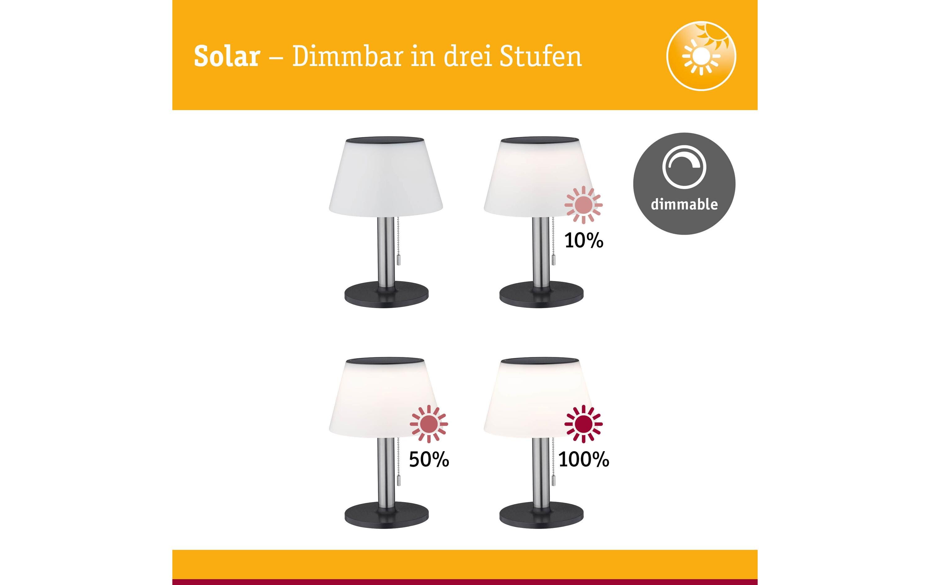 Tischleuchte Solar Outdoor Lillesol, 3000K, EdelstahlSolarbetriebene Tischleuchte