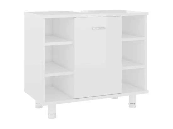 Armoire de salle de bain Blanc brillant Bois d’ingénierie