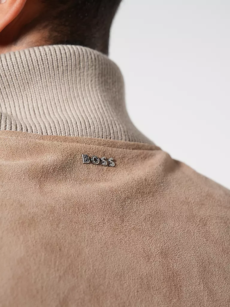 BOSS Lederjacke  beige