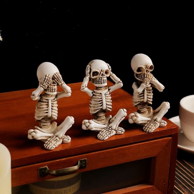 3 STK Halloween Uhyggelig Horror Ornament Skræmmende dekoration Siddende skelet