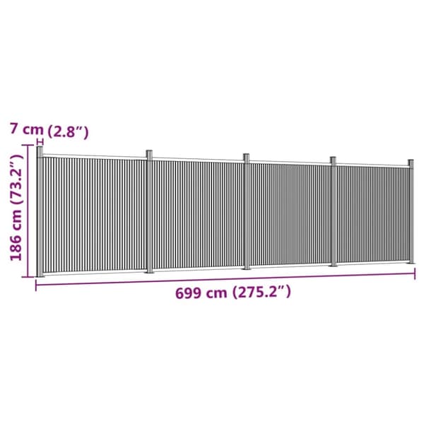 vidaXL Gjerdepanel brun 699x186 cm WPC