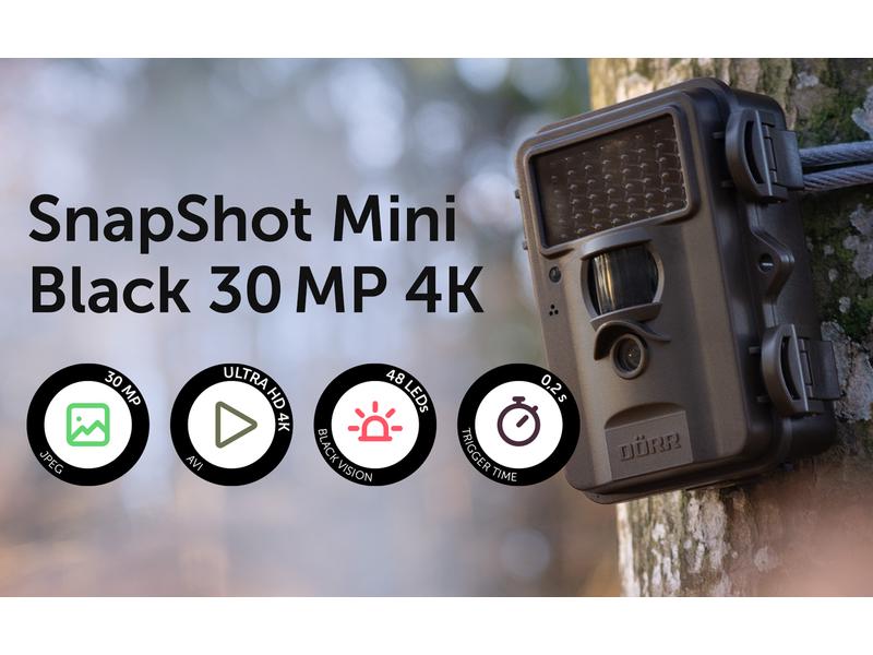 Dörr Kamera Wildkamera SnapShot Mini Black 30MP 4K Speziell für eine unauffällige Überwachung bei Tag und bei Nacht konzipiert