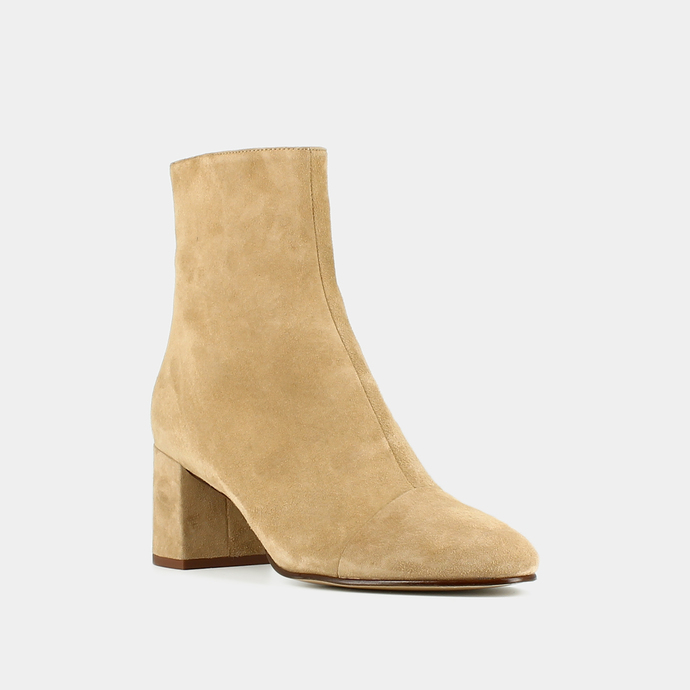 Bottines à talons  en velours beige