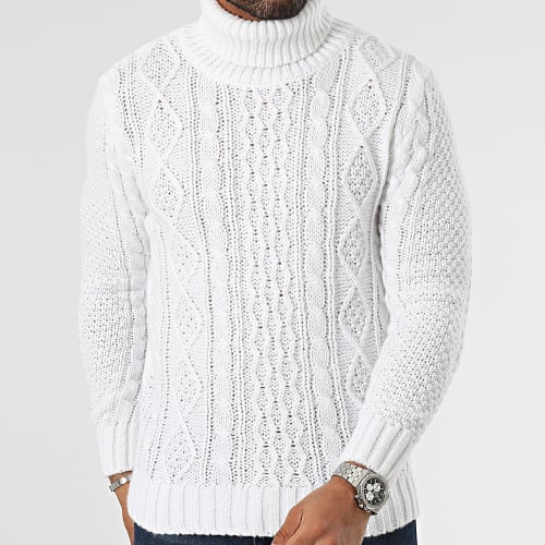 Pull Col Roulé Blanc