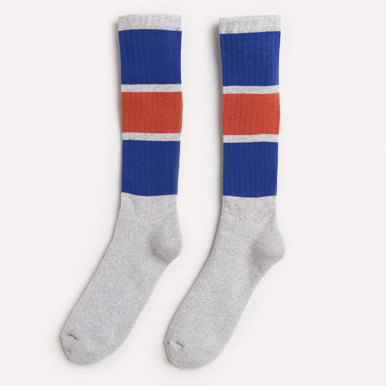 Bellerose Chaussettes hautes en Coton mélangé Fiqo à rayures gris clair