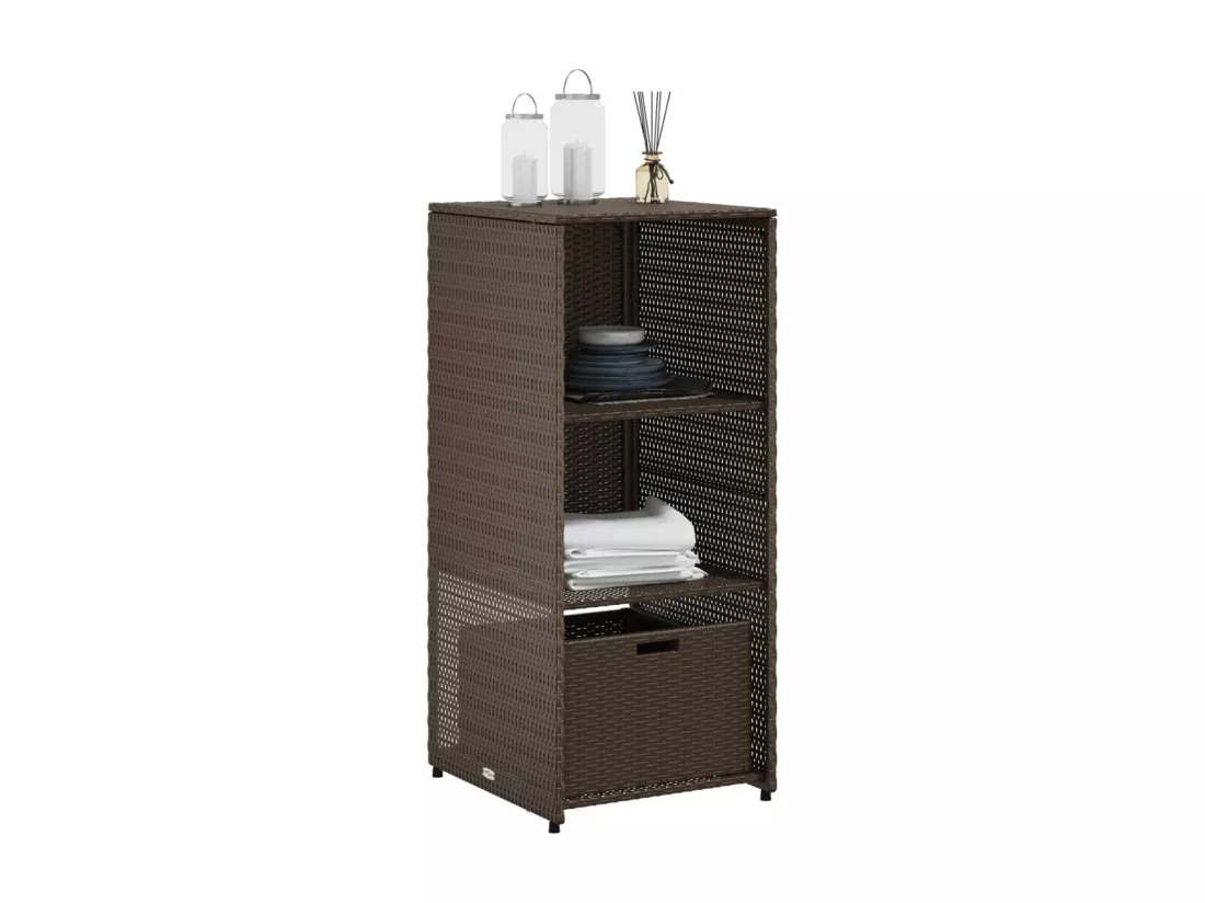 Armoire de rangement jardin marron 50x55x115 cm résine tressée