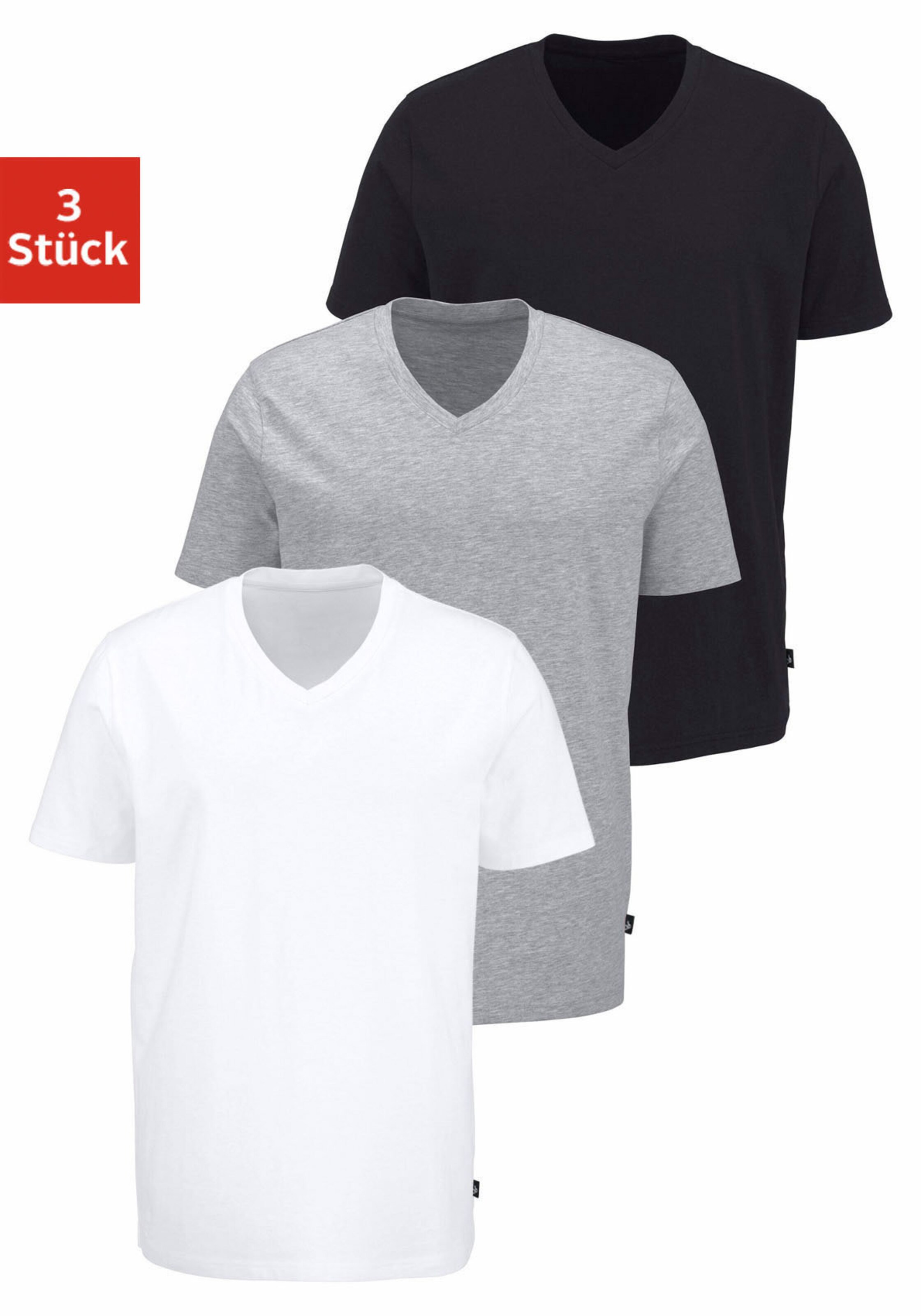 Bruno Banani T-Shirt in schwarz, weiß, grau-meliert