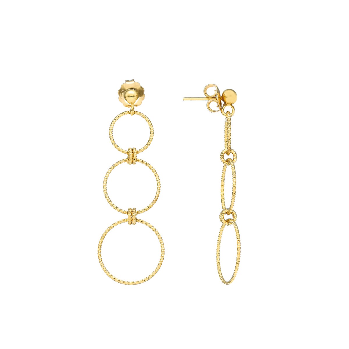 Boucles D'oreilles Argent Dorée Cascade D Anneaux