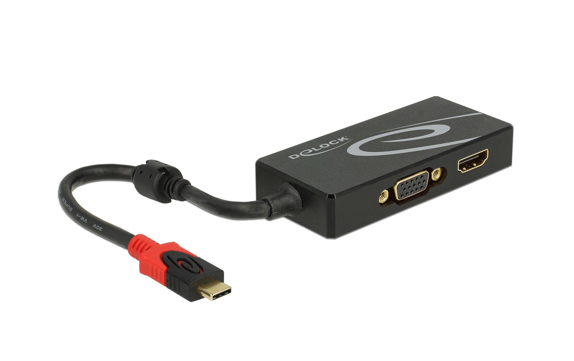 2-Port Signalsplitter USB-C - 1xHDMI & 1xVGADelock USB Type-C Splitter (DP Alt Mode) zu 1 x HDMI + 1 x VGA out