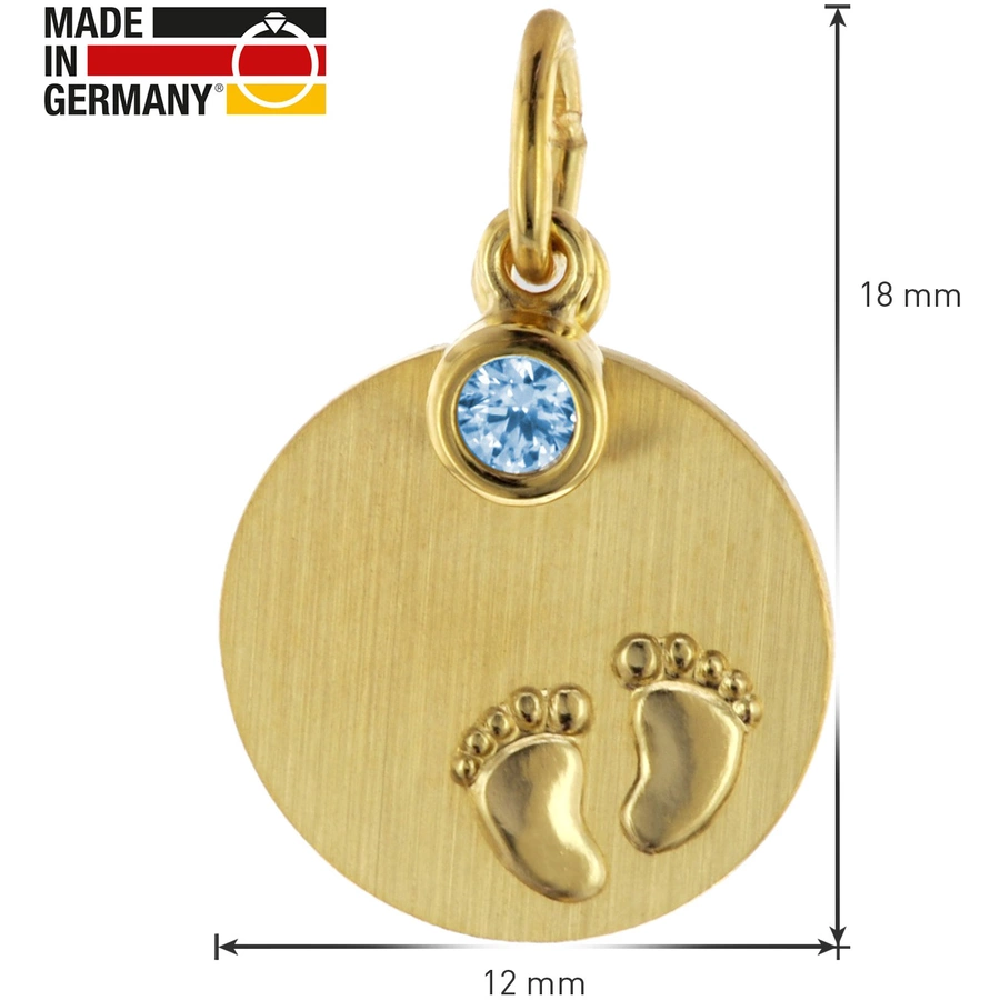 trendor Gravur-Anhänger 333 Gold Ø 12 mm mit blauem Einhänger gold