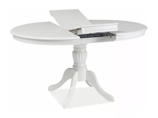 Table à manger blanche 106cm extensible blanche avec pied central Ade - Blanc