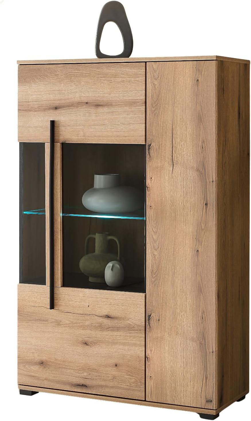 Highboard in Evoke Eiche Vitrine 90 x 140 cm, Design-D