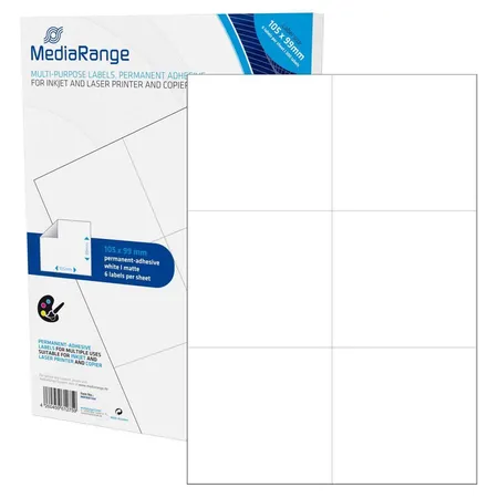 MediaRange Etiketten 50 Blatt DIN A4, 105 x 99 mm, 300 Stück