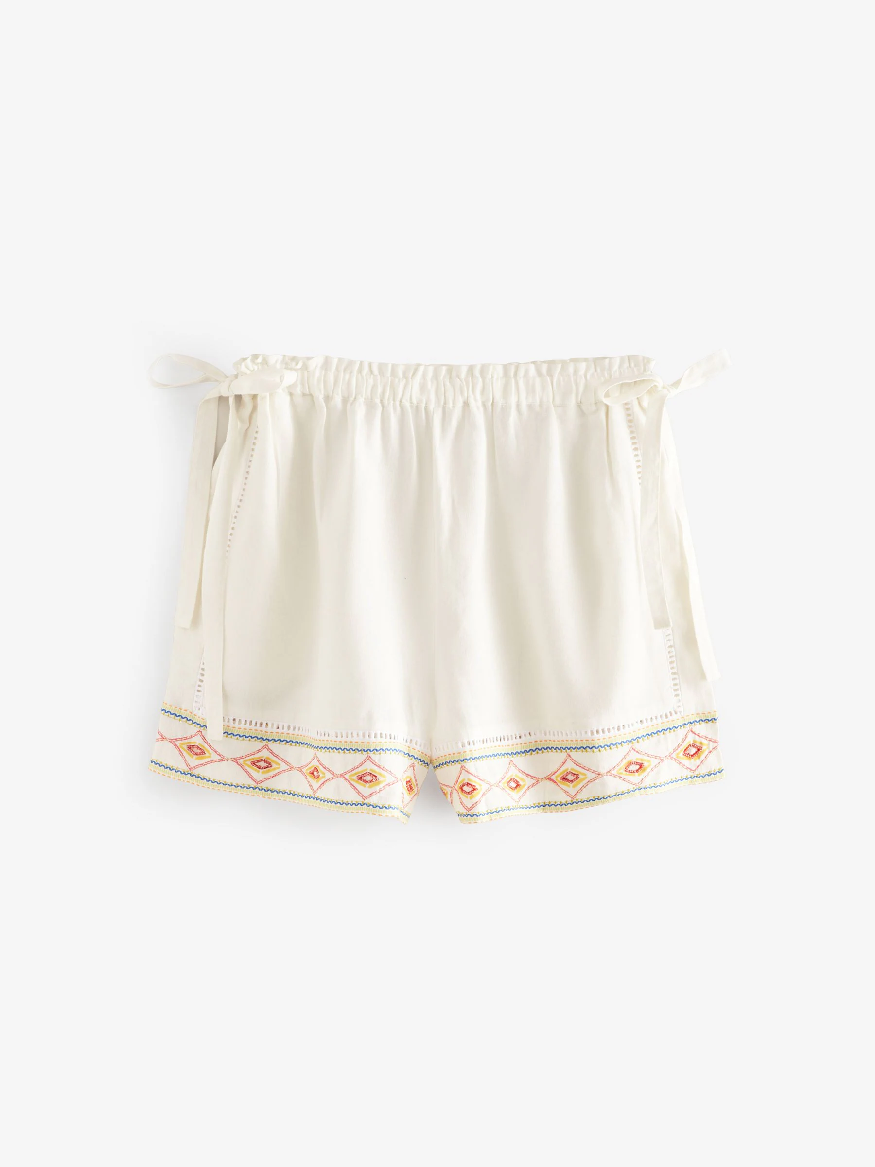 Multi - Geborduurde strandshorts met linnen
