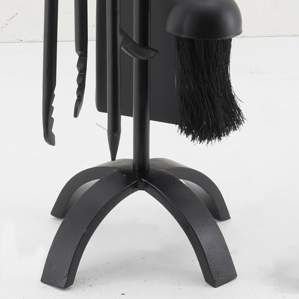 Valet de cheminée en fer forgé noir 4 accessoires