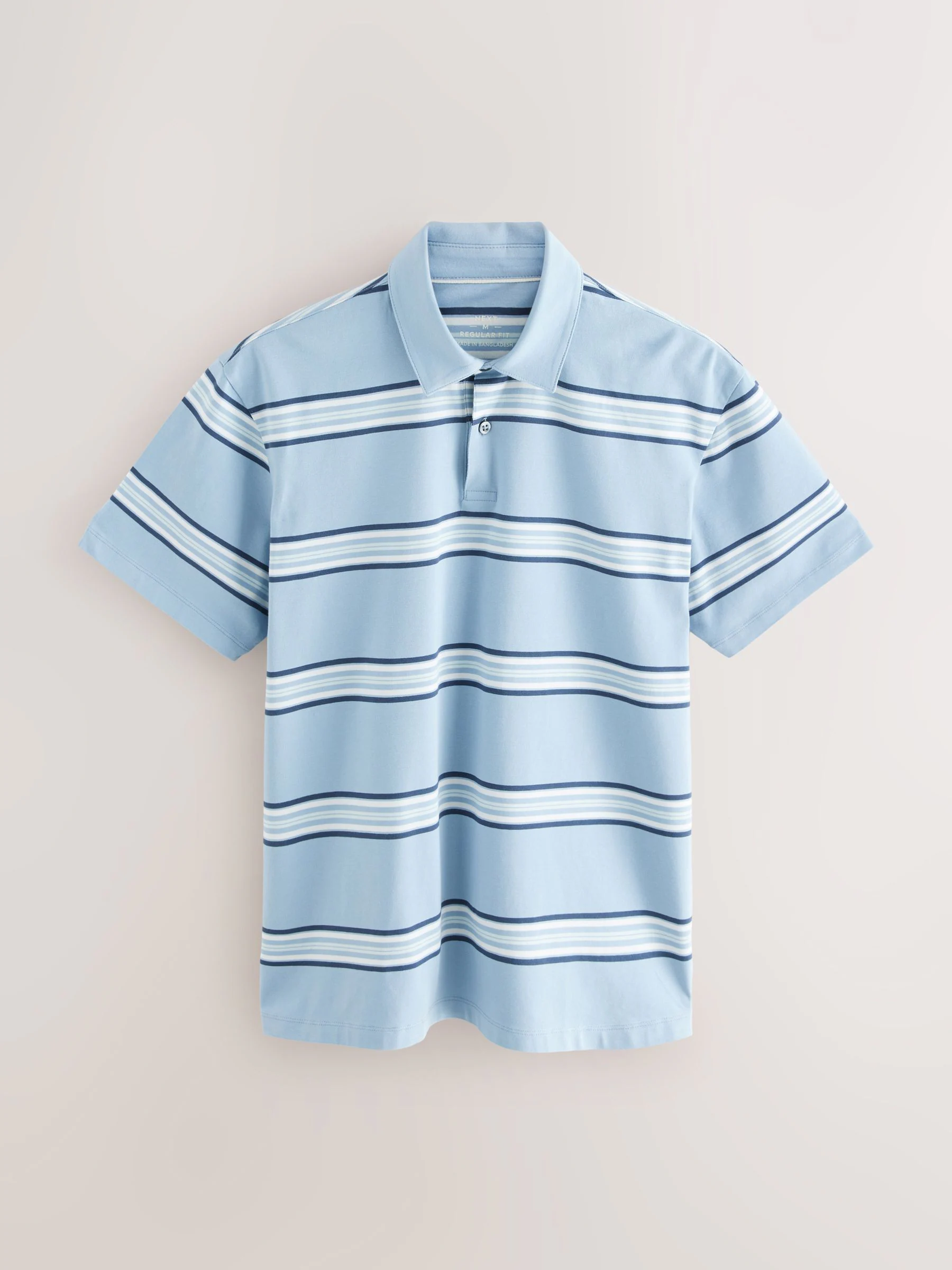 Blauw/Ecru/Rood Strepen - Set van 3 jersey poloshirts met korte mouwen