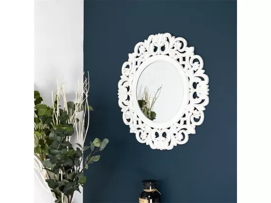 Miroir Mural en Bois Sculpté 