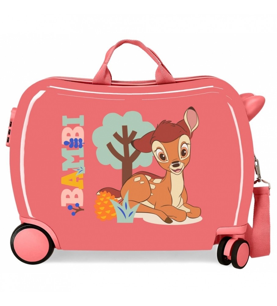 Mala infantil Disney Bambi Coral com 2 rodas multidirecionais - 38x50x20cm -