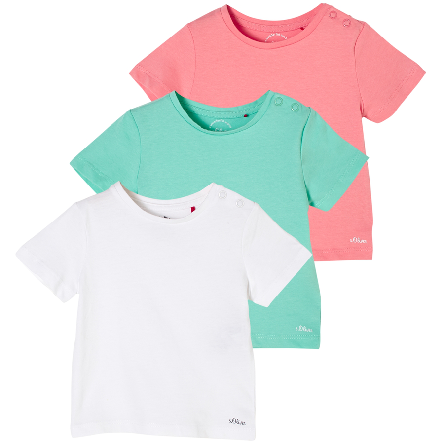 s.Oliver T-Shirt 3er Pack whitepetrolpink