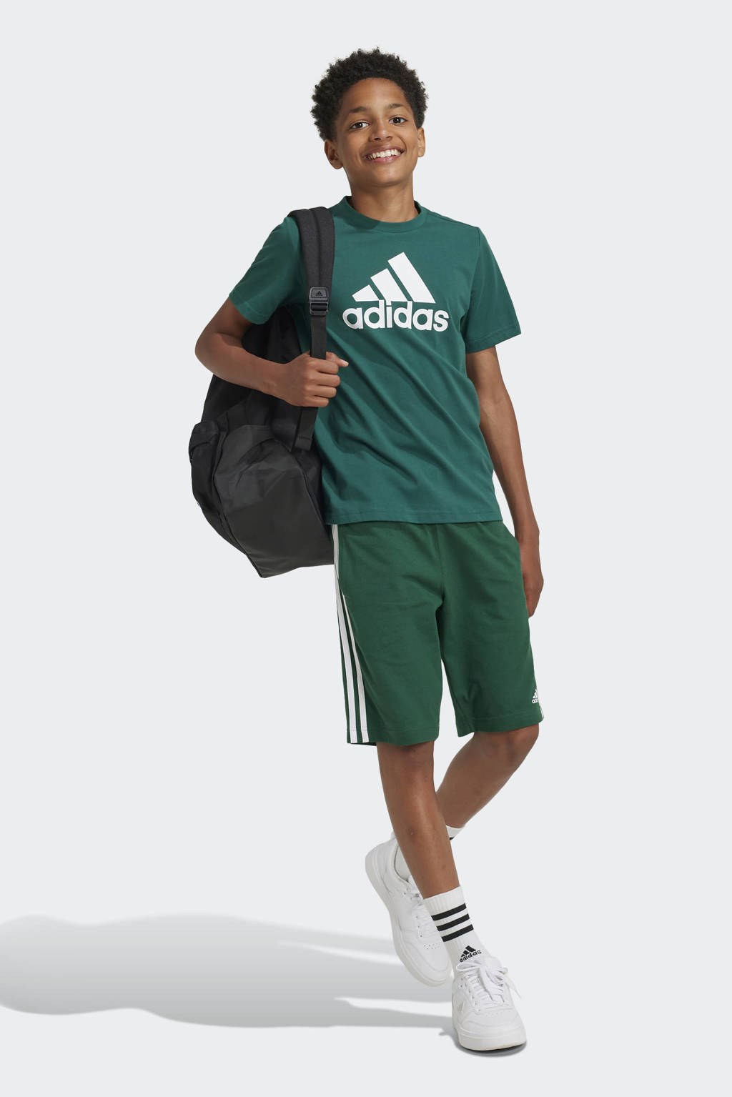 adidas T-shirt met logo groen/wit