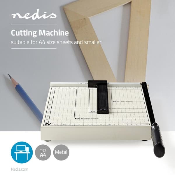 Paper Cutting Machine | Maks. skjærestørrelse: 210 x 297 mm | Type kniv: Metal | Metall | Hvit / Sort