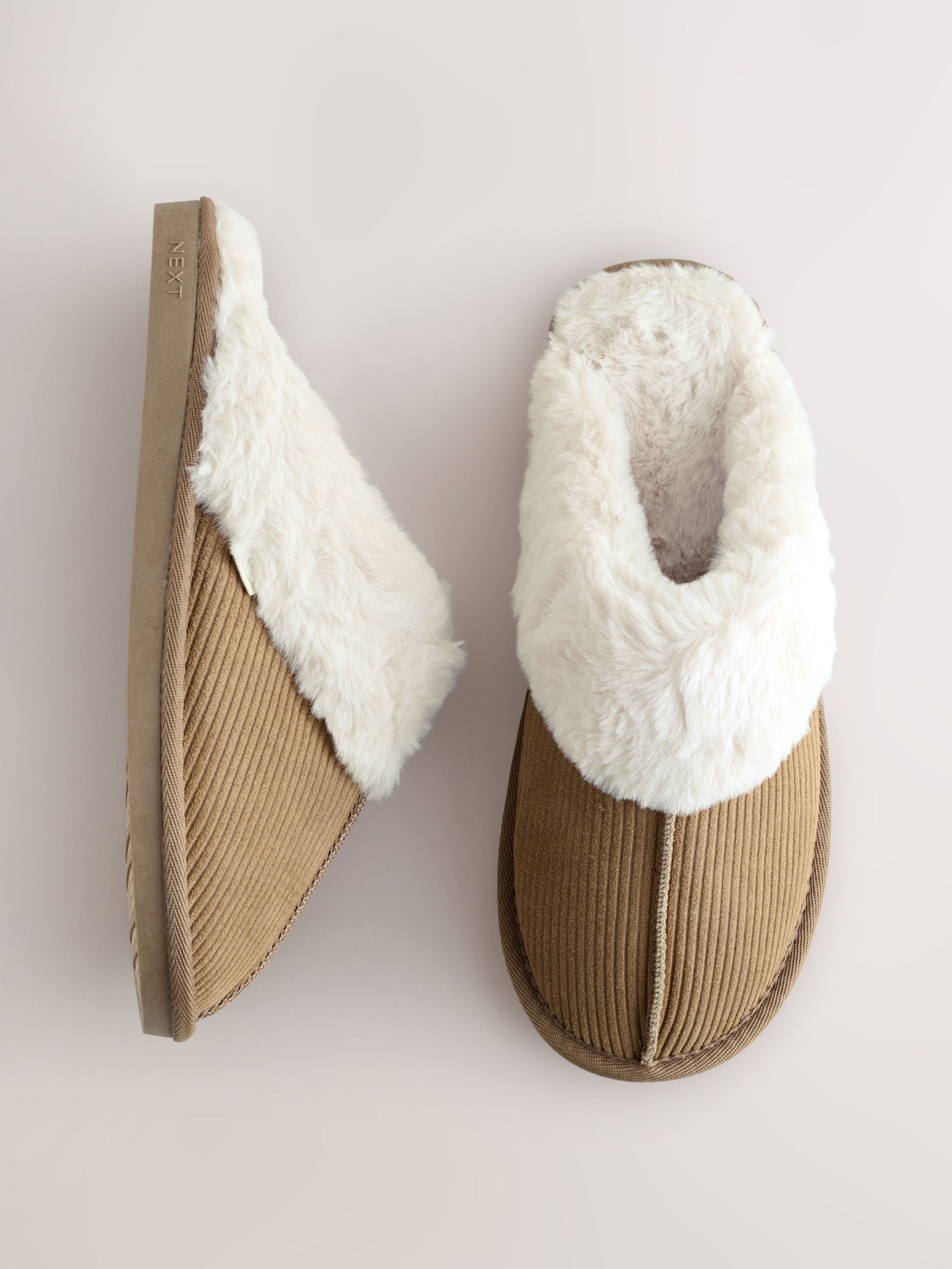 Lichtbruin - Rib Suede Mule Slippers