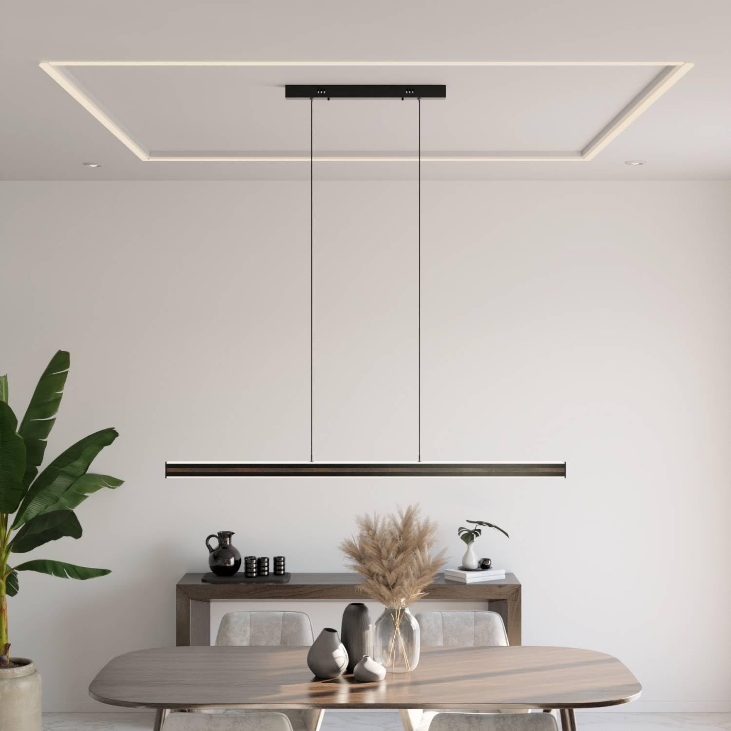 Kalea Designer Pendelleuchte V2, LED Hängeleuchte dimmbar Hängelampe, 2200 K - 6000 K, Amazon Alexa & Google Home, Tuya (Schwarz, 150cm)