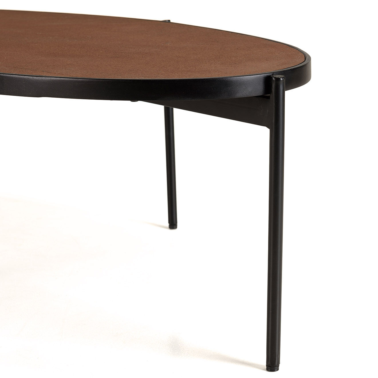 Macabane Table basse ovale effet pierre Basile bois/noir - 131x65x40 cm