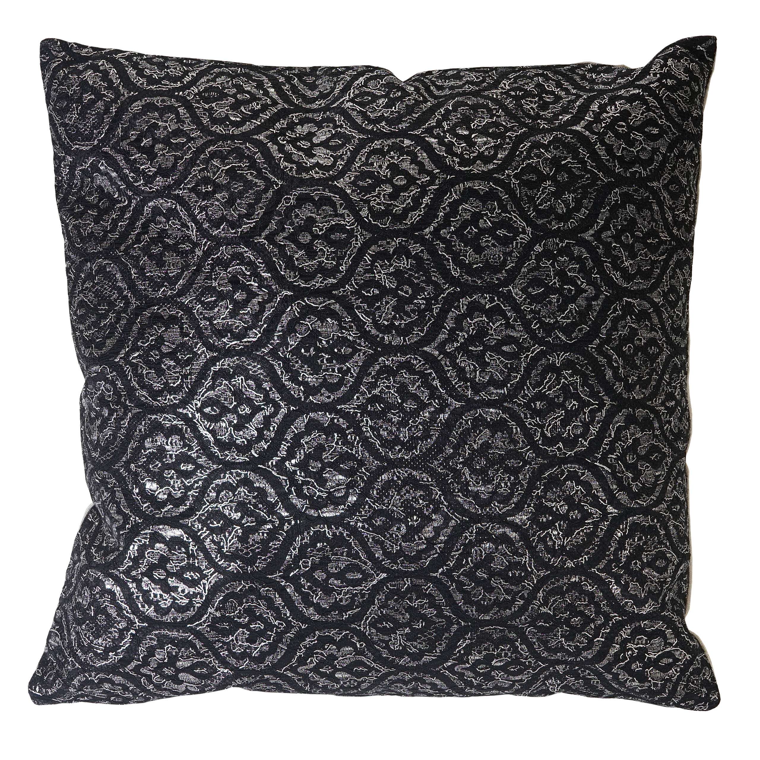 Zierkissen Barock, Sofakissen Deko-Kissen mit Füllung, schwarz Glanz-Effekt 45x45cm
