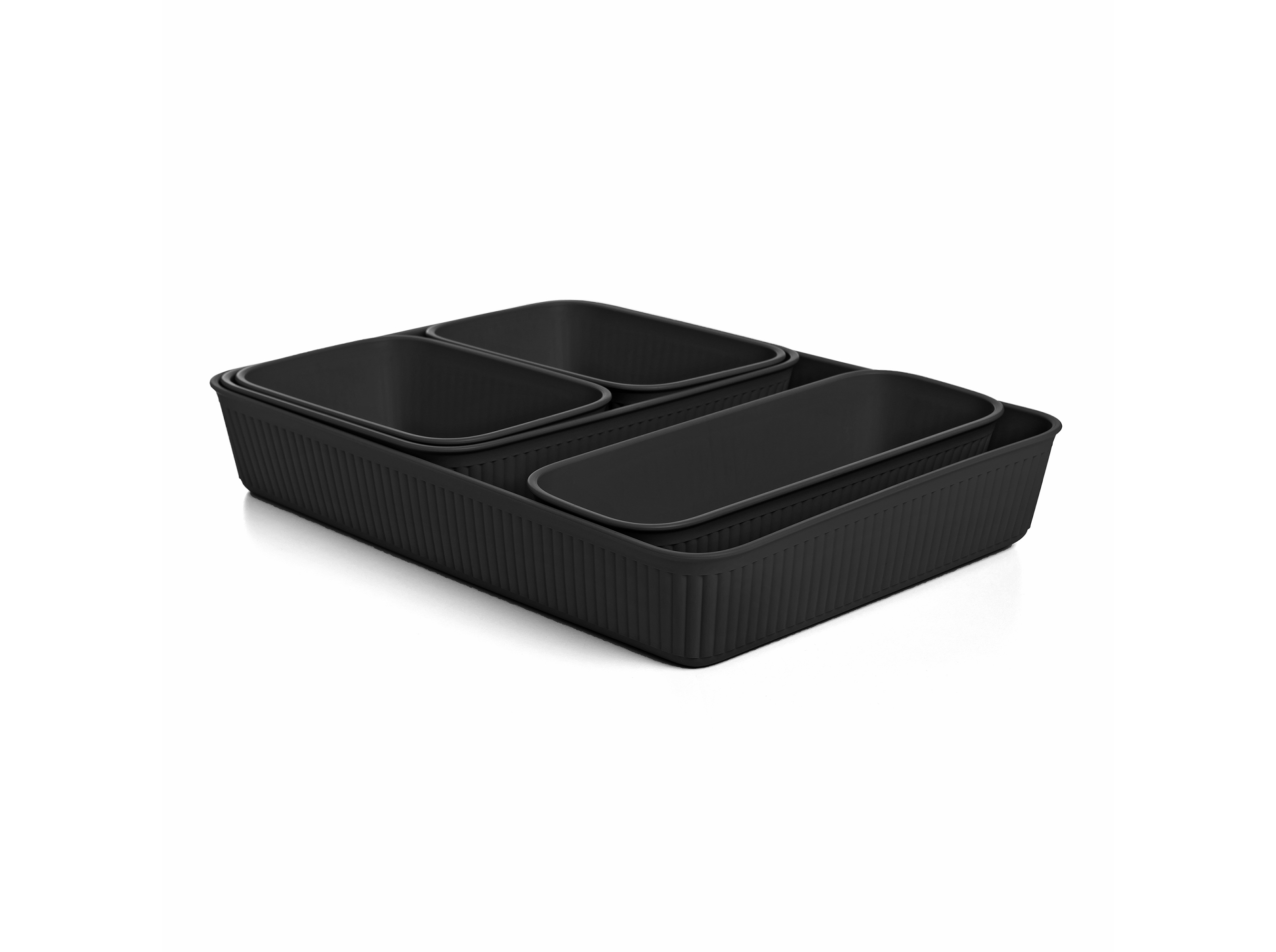 CONJUNTO DE 5 CAIXAS ORGANIZADORAS ECOHOME TATAY PRETO 2A6 A5 A4