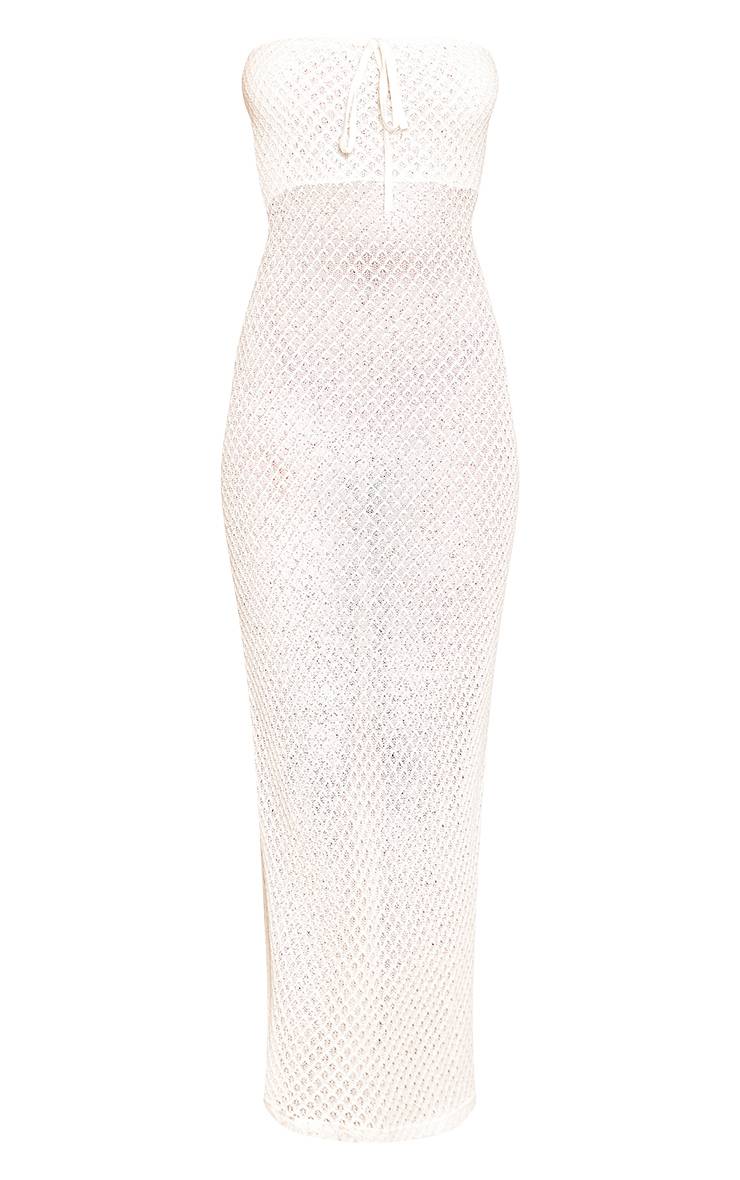 Blanc Robe Maxi Moulante Bandeau Texturée