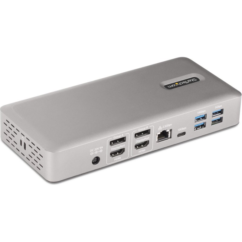StarTech.com Station d'Accueil Universelle USB4 et Thunderbolt 4, Quatre Écrans sous Windows, Deux Écrans sur MacBook, Station d'Accueil HDMI DP avec Chargeur pour PC Portable 100W