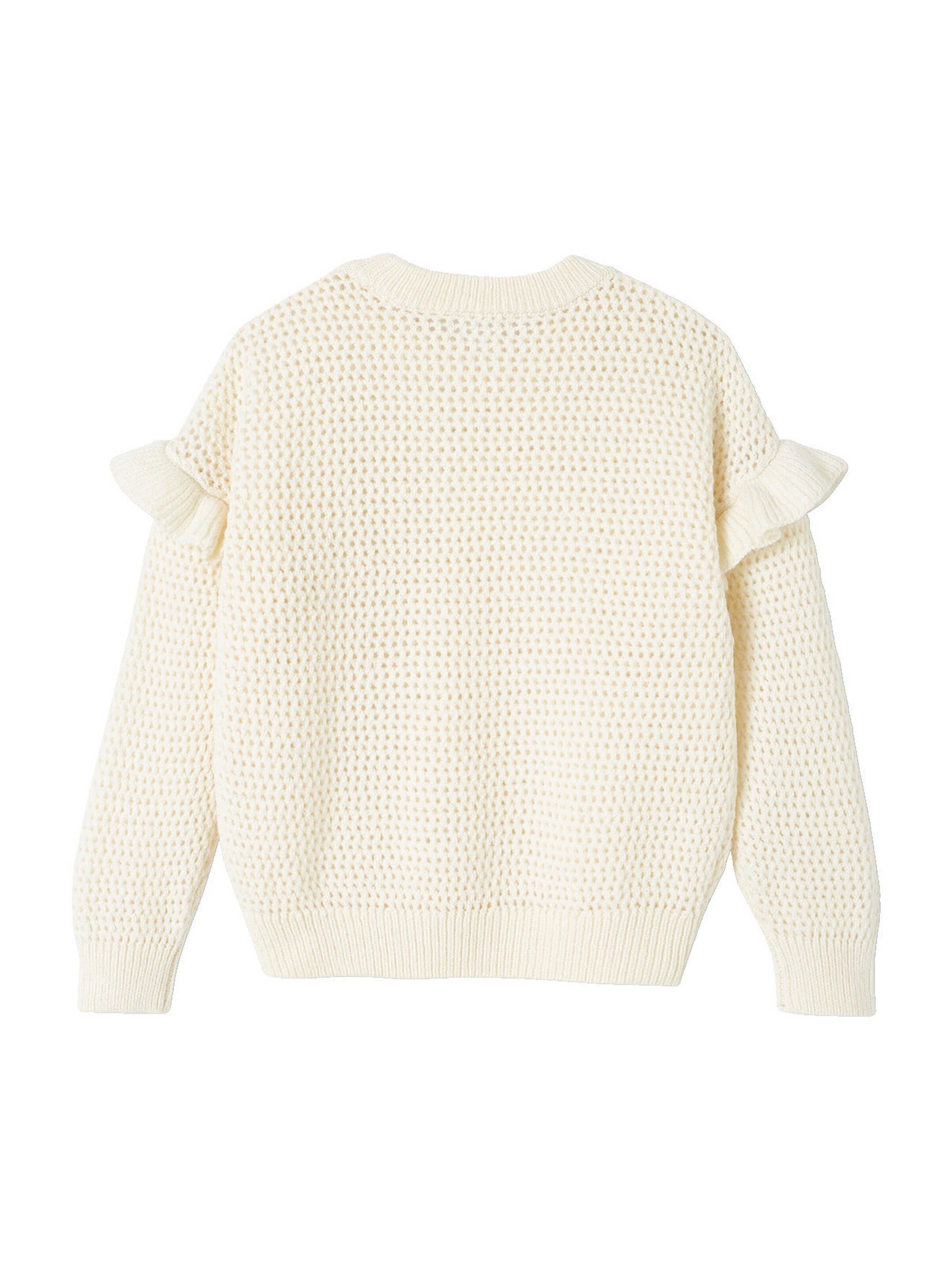 Vertbaudet Mädchen Pullover mit Volants wollweiß