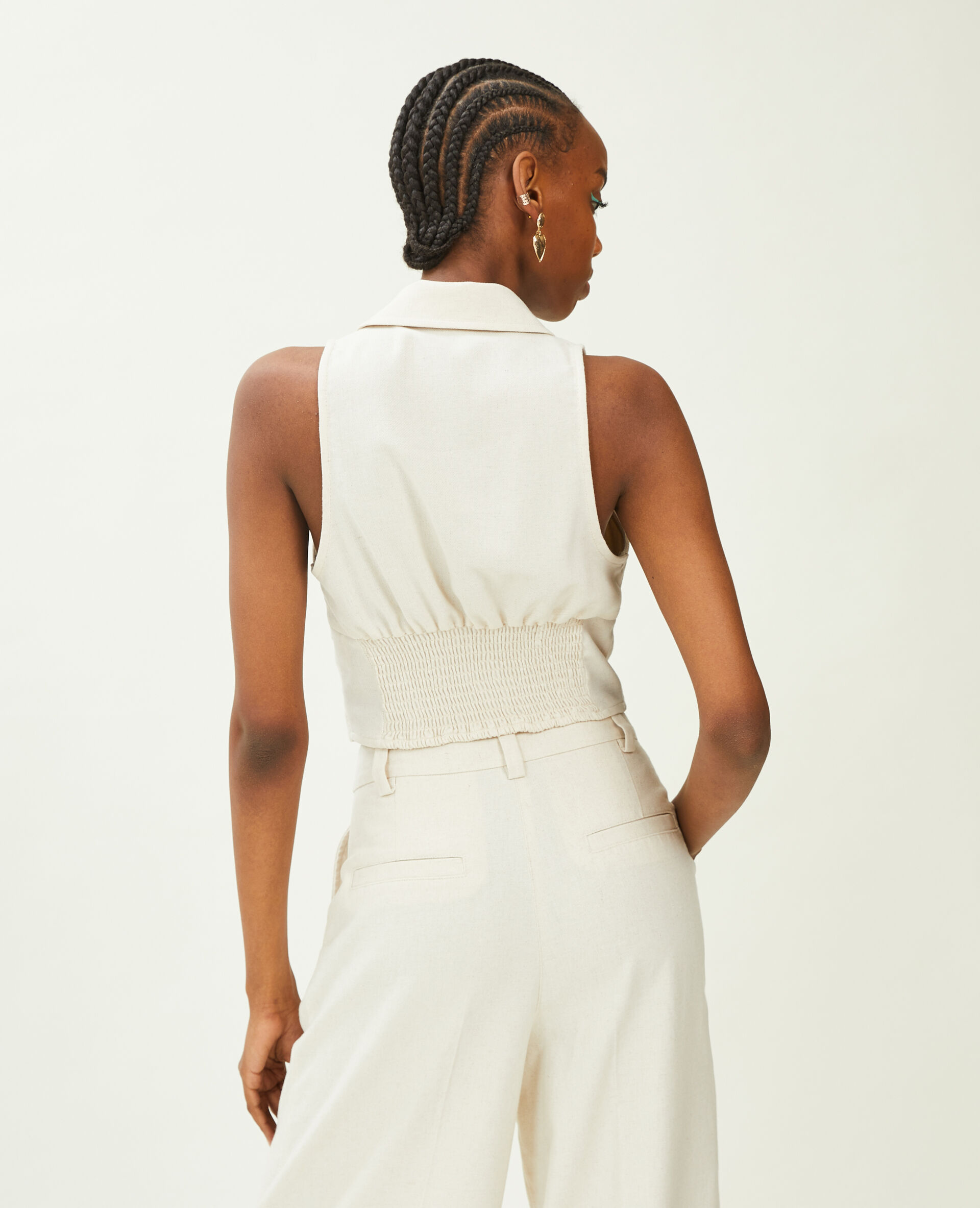 Top façon gilet de barman - Sable