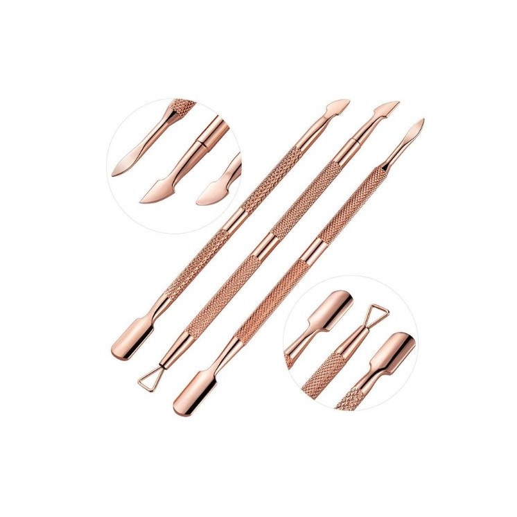 Set mit 3 Nagelhautschiebern Golden Rose .