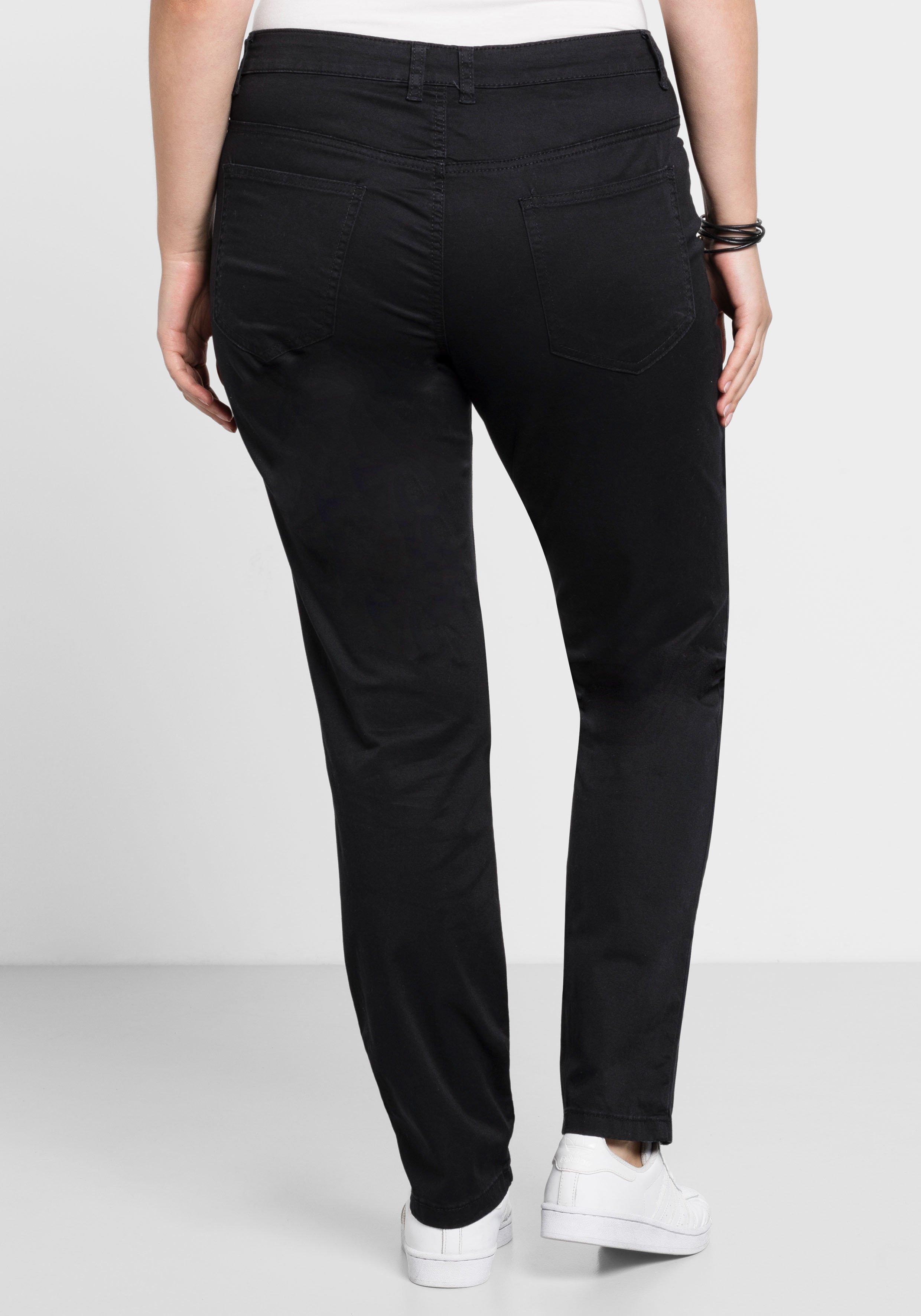 Schmale Stretchhose aus Baumwoll-Twill