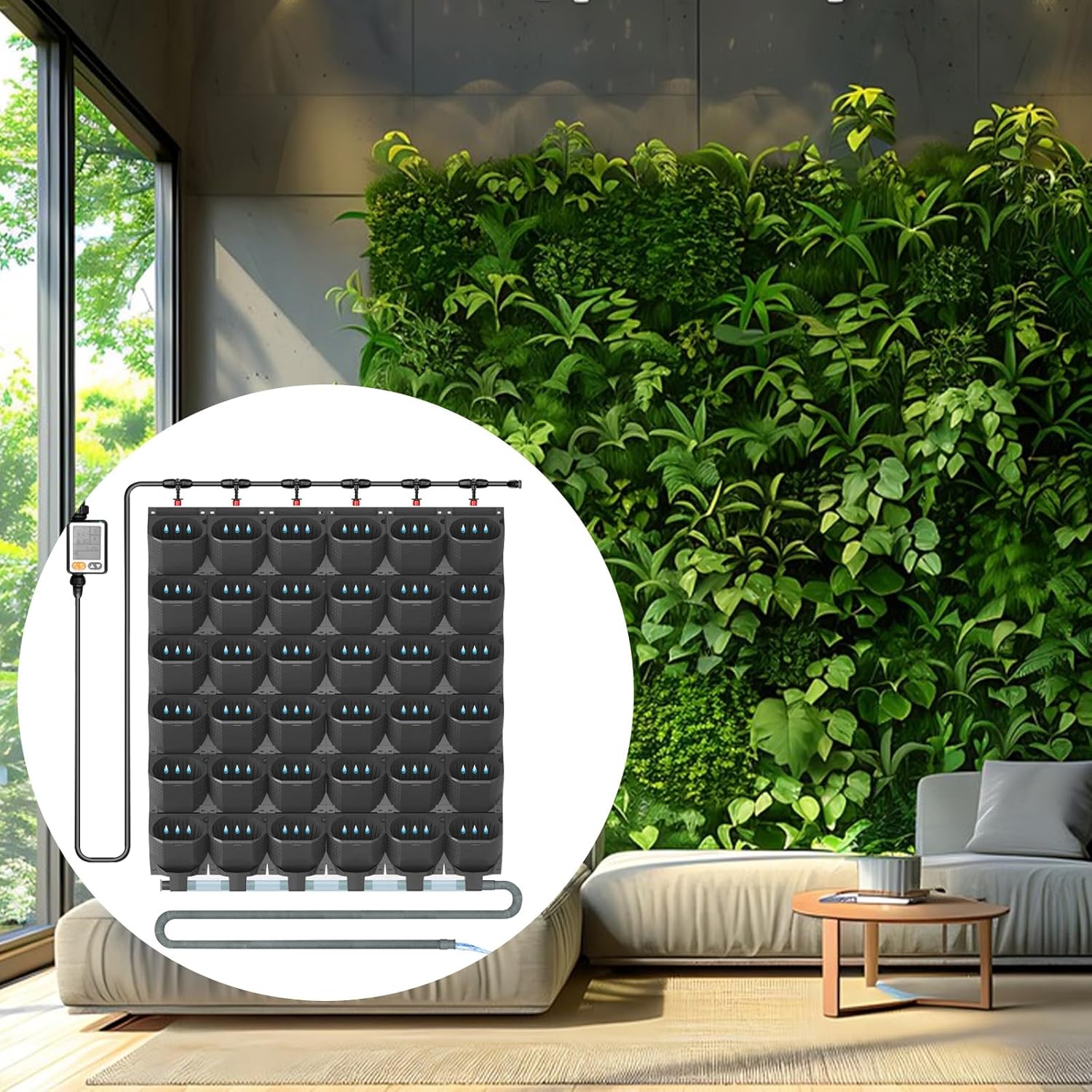 Hängende vertikale Wand Pflanze mit Automatischem Bewässerungssystem,CEIEVER Platzsparende Pflanzenwand 36 Stück Vertikaler Garten Pflanzenwand Blumentopf Set für Hof Garten Balkon