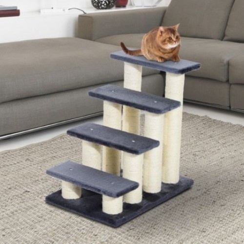 Escada para animais de estimação PawHut com postes de sisal, cinza