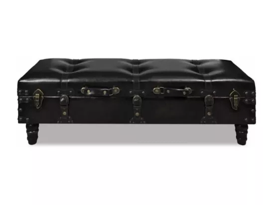 Banquette coffre capitonnée simili cuir noir Pouly