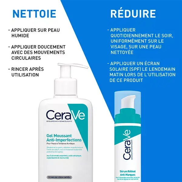 CeraVe Rotina Facial Anti-Imperfeições: Gel Espumante Anti-Marcas 236ml e Sérum de Retinol 30ml