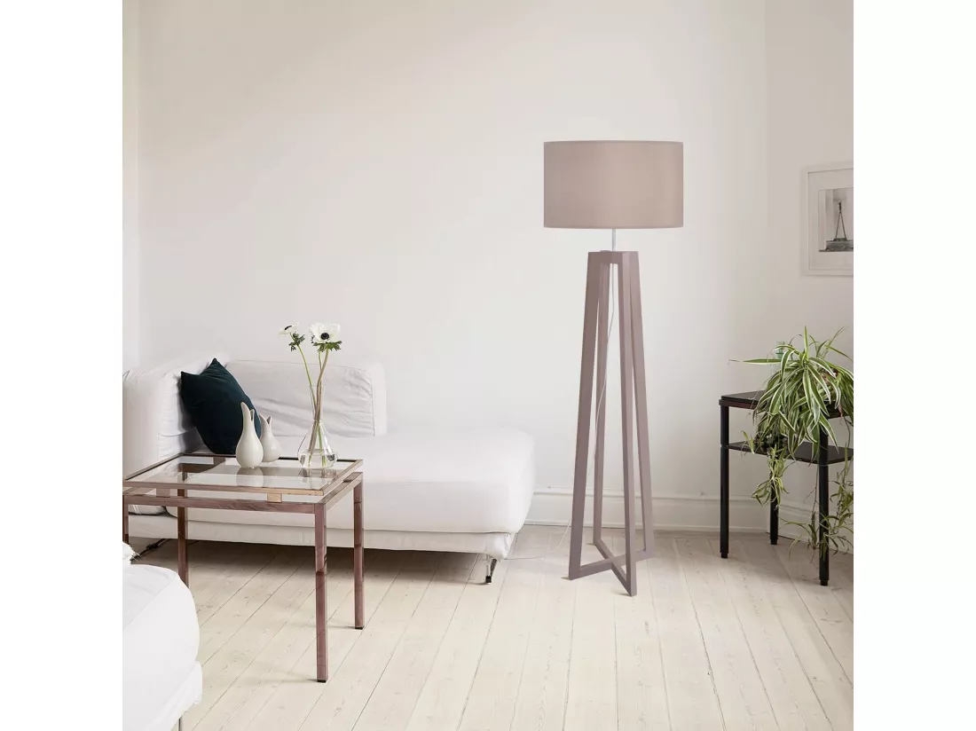 Lampadaire colonne bois taupe 150 cm.