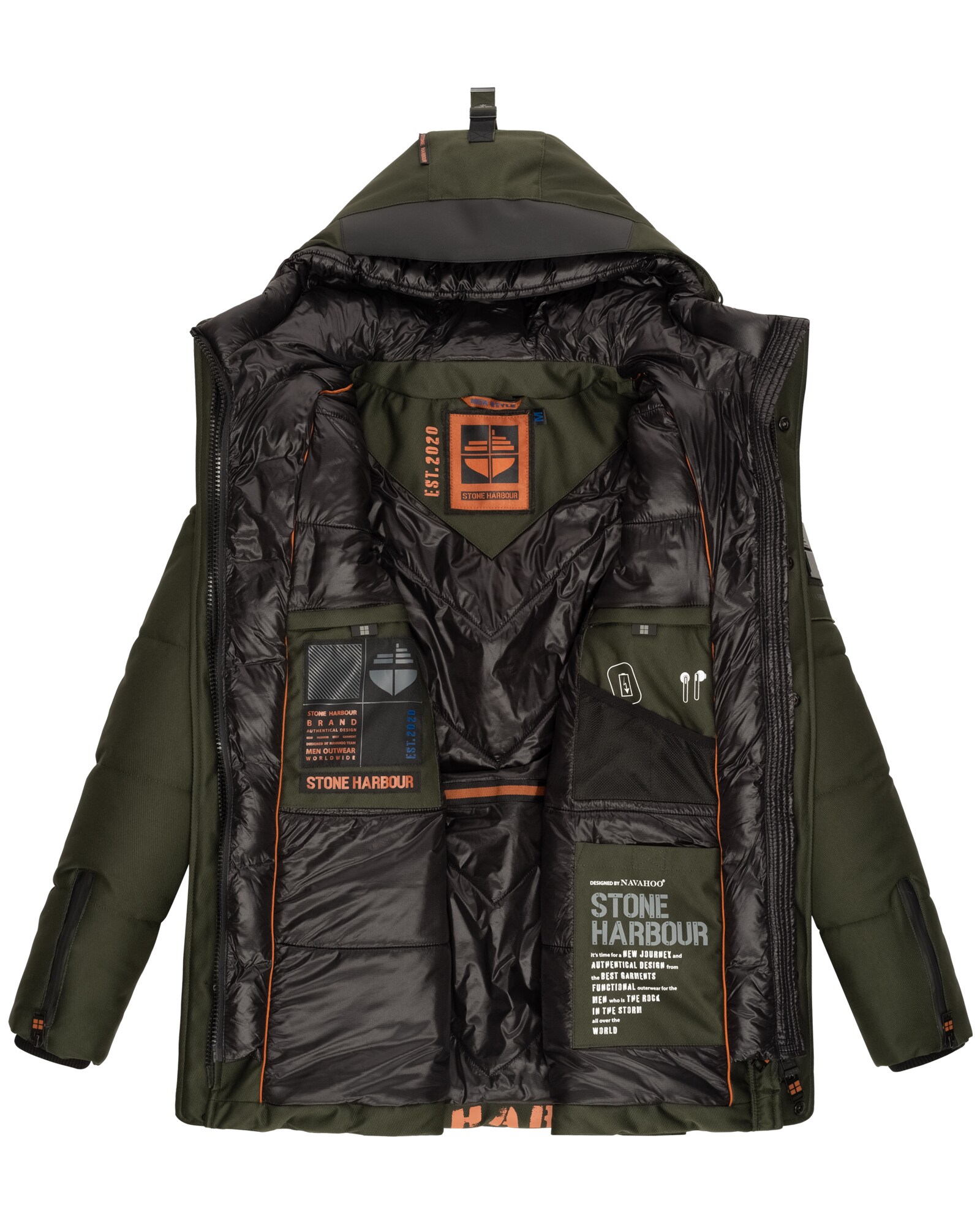 STONE HARBOUR Herren Winterjacke Warm Gefütterter Wintermantel mit Doppelter Kapuze Mitjaa