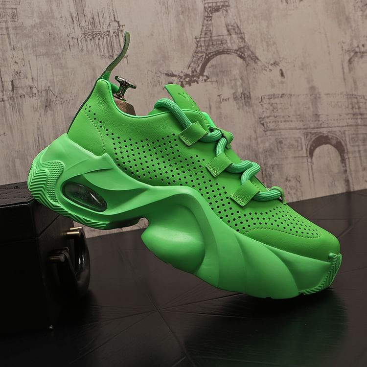 Mr Ozera - Platform Plain Lace Up Sneakers