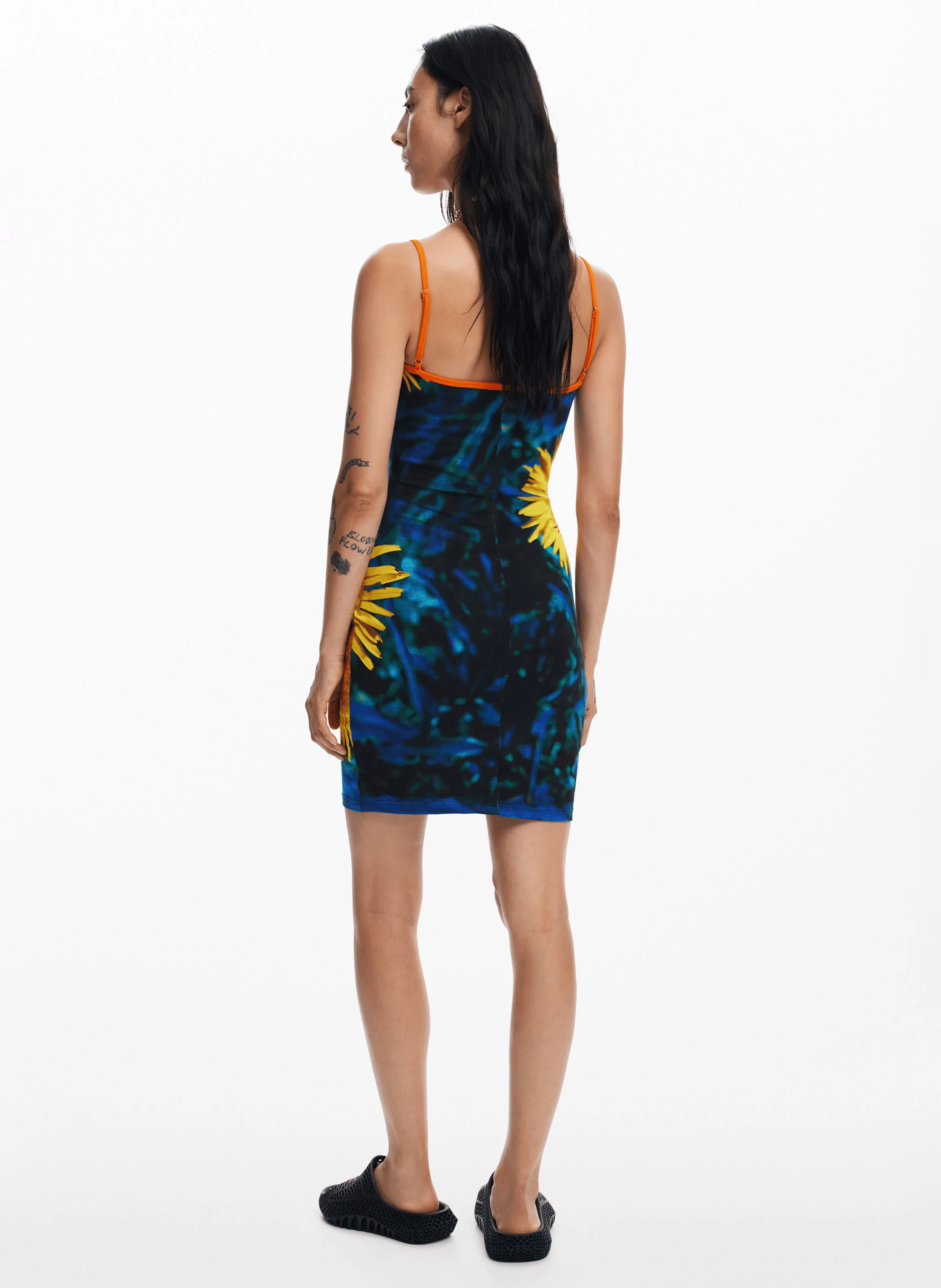 Robe courte imprimée en coton mélangé | Bleu