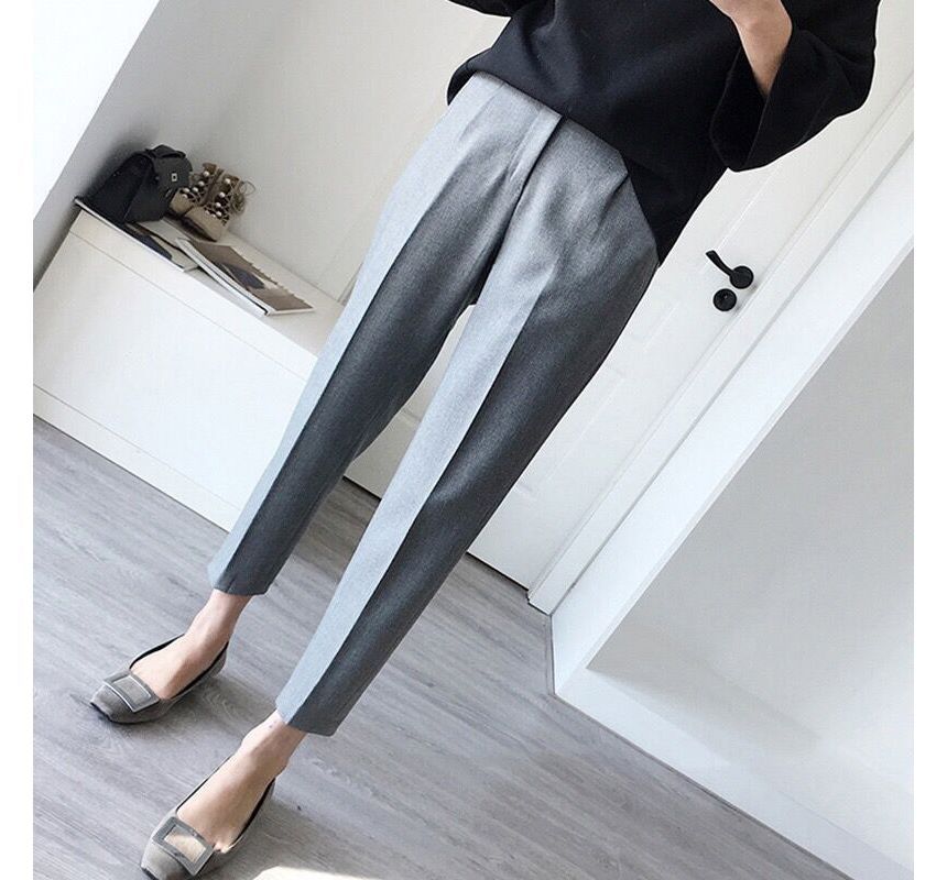 Inchioh - Hoge taille effen cropped broek
