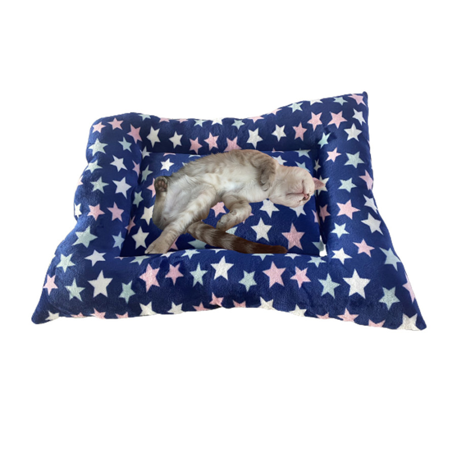 Cama para animais de estimação modelo A com pelúcia. Design de estrelas. 110 x 85 cm