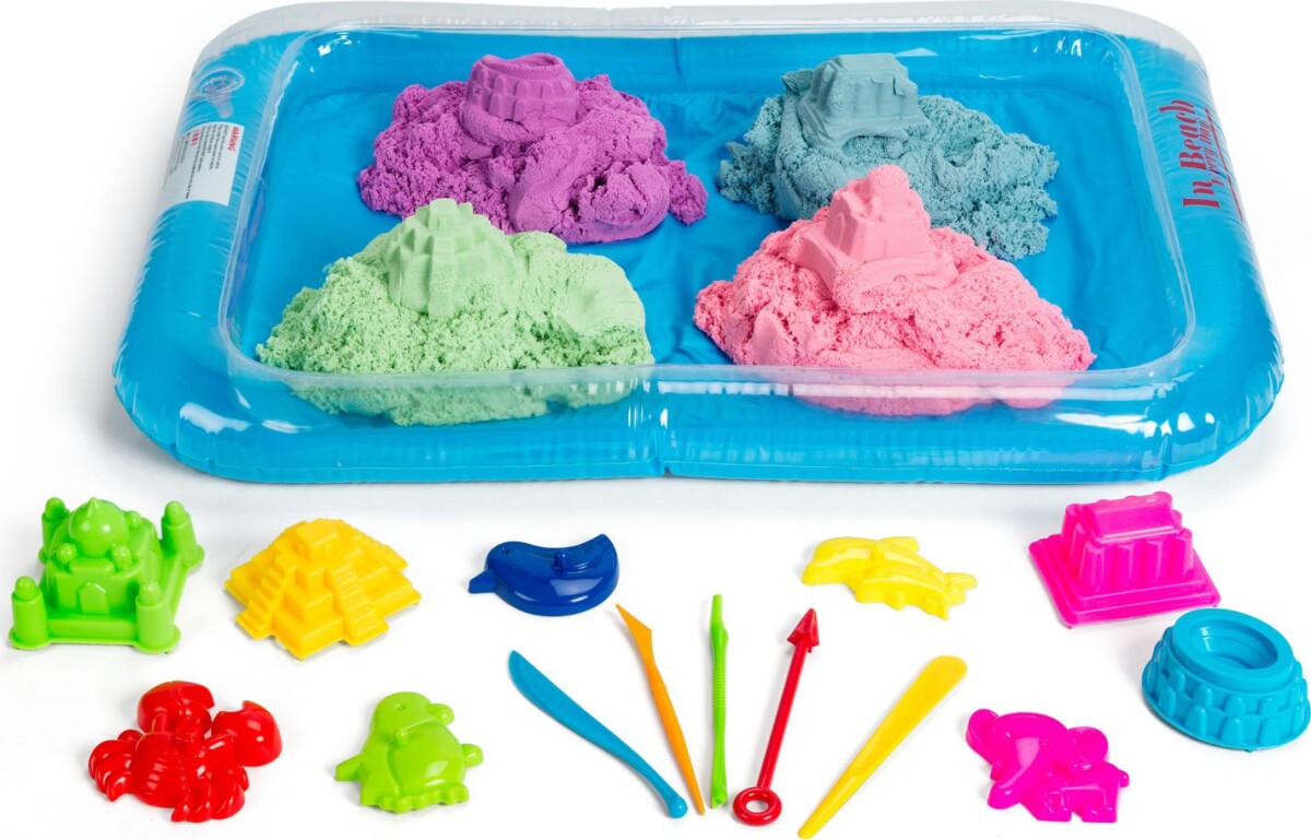 Artkids - Fluffysand - Stort 2 KG Sand Sæt Med Tilbehør - 4 Farver