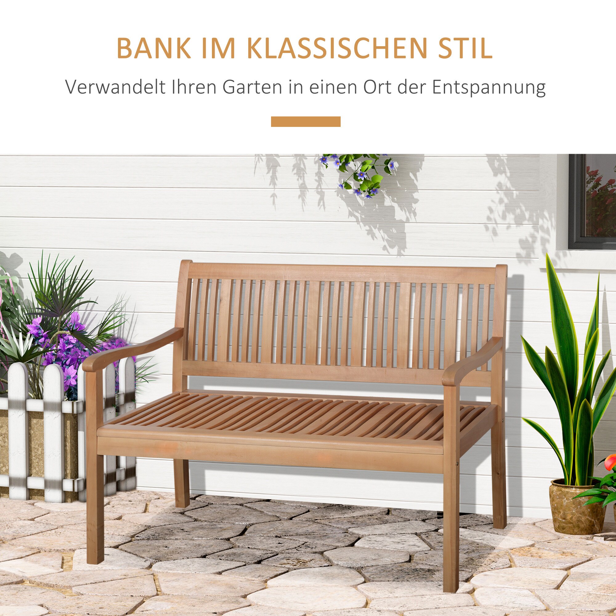 Outsunny Gartenbank mit 2-Sitzer gelb 126,8B x 62T x 91,3H cm