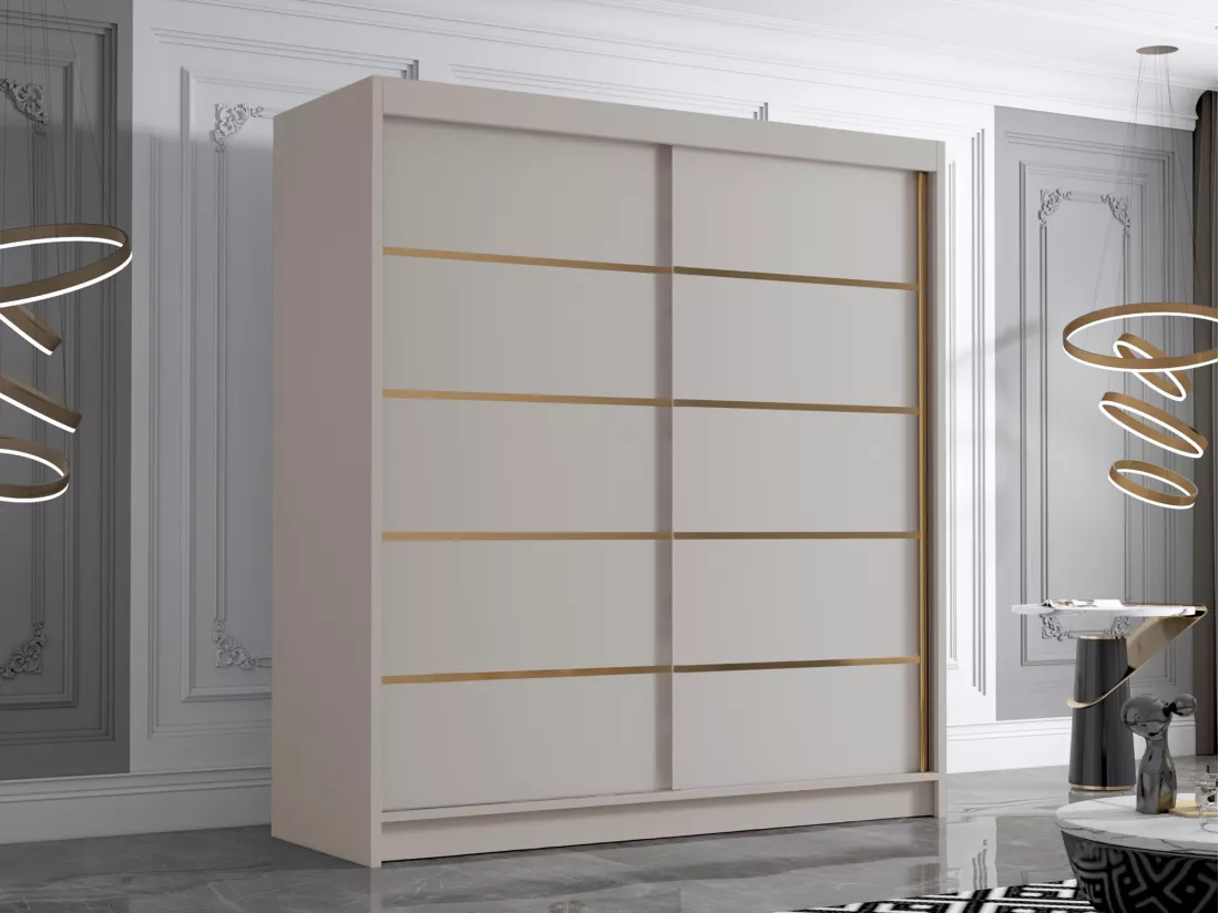 Armoire Closico 186, Cachemire, 215x180x58cm, Portes d'armoire: Glissement