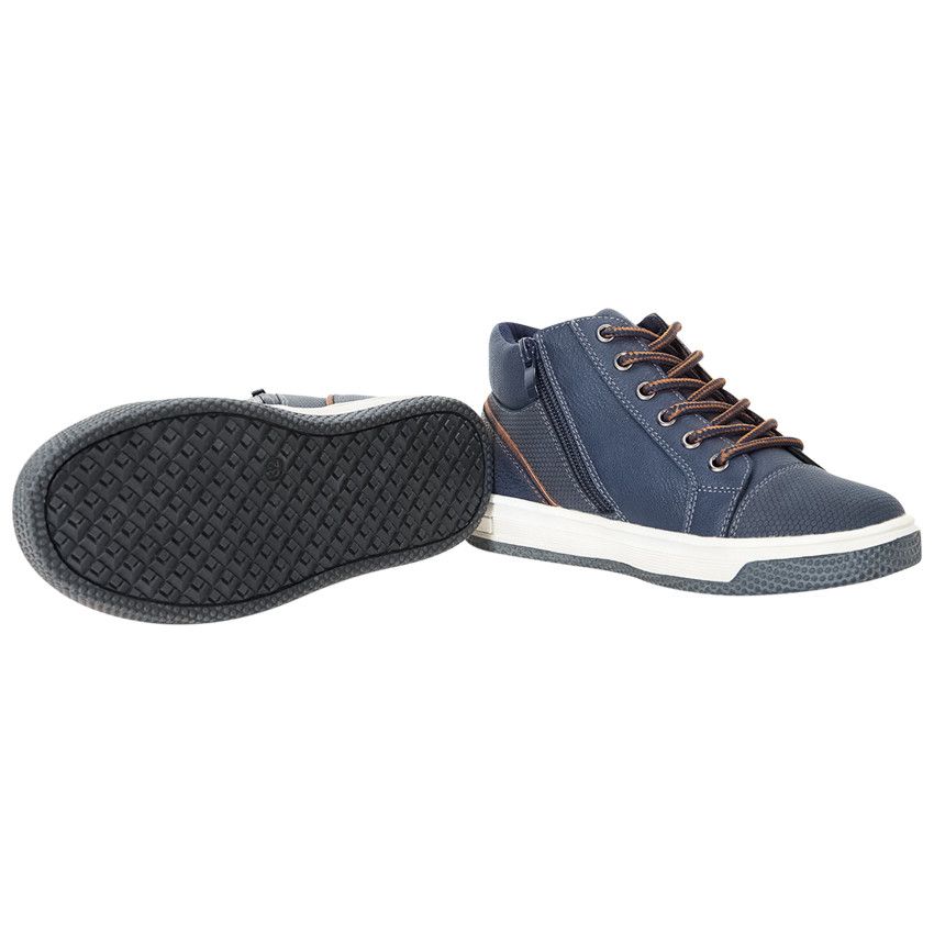 Bottillons marine avec lacets et zip pour garçon - Bleu marine